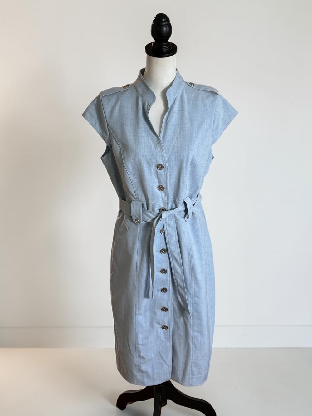 NWT Calvin Klein Wisteria Blue Cap Sleeve Midi Shirt Dress Size 12